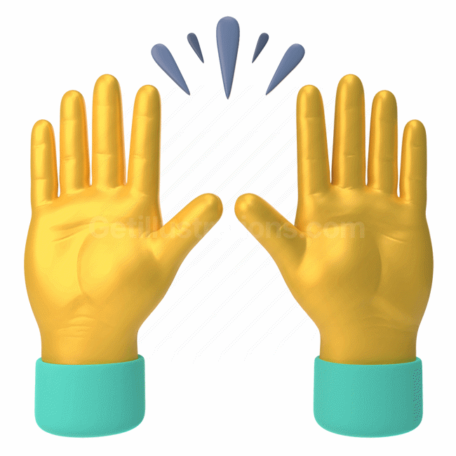 emoticon, emoji, sticker, gesture, raise, hands, yellow